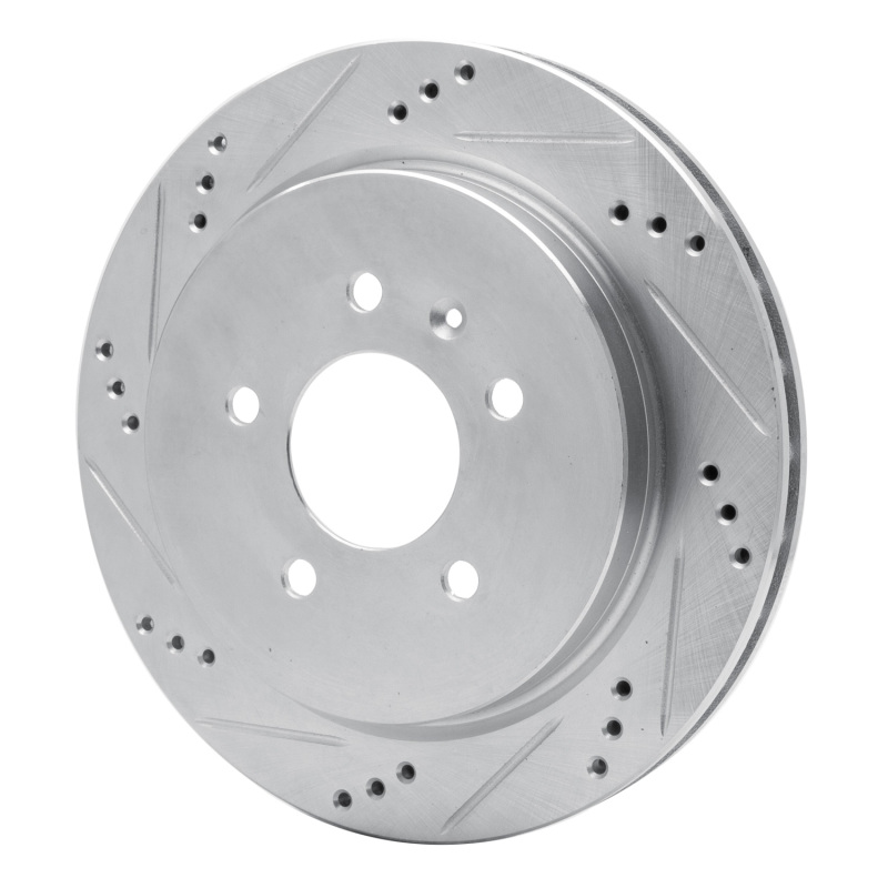 Cadillac CTS Brake Rotor (1) - Rear Left - R1 Concepts - Drilled & Slotted - Silver - `03-`11